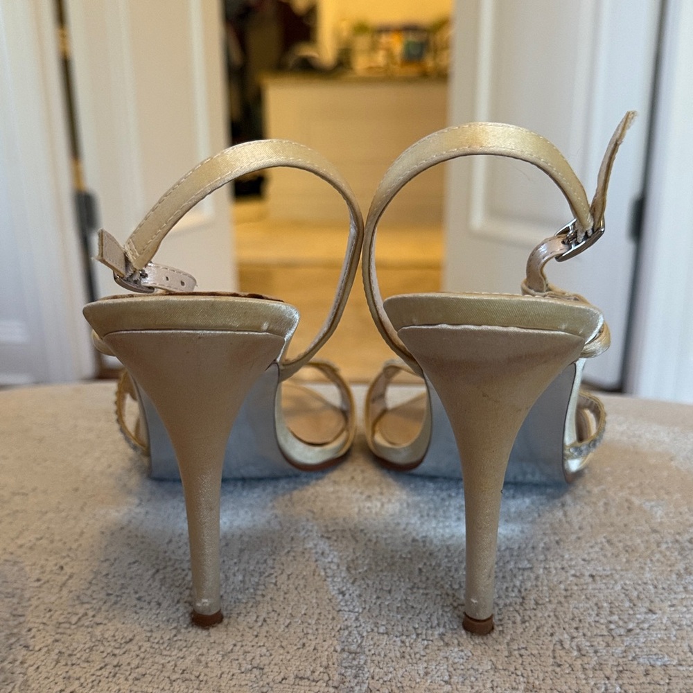 Gold Rhinestone Slingback Heels - Picture 3 of 4